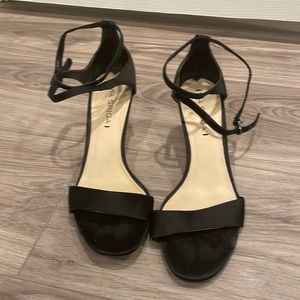 Via Spiga black heeled satin sandals